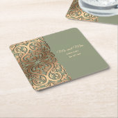 Elegante Moderne Goldhochzeit im Grünen Luxus Gold Rechteckiger Pappuntersetzer (angewinkelt)