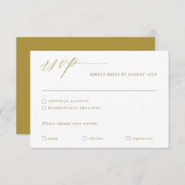 Elegante Moderne Goldkalligraphie Hochzeit RSVP Karte