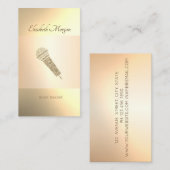 Elegante Moderne, Goldmikrophon, Musiklehrer Visitenkarte (Vorne/Hinten)