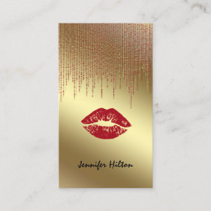 Elegante moderne goldrote Lippen Visitenkarte