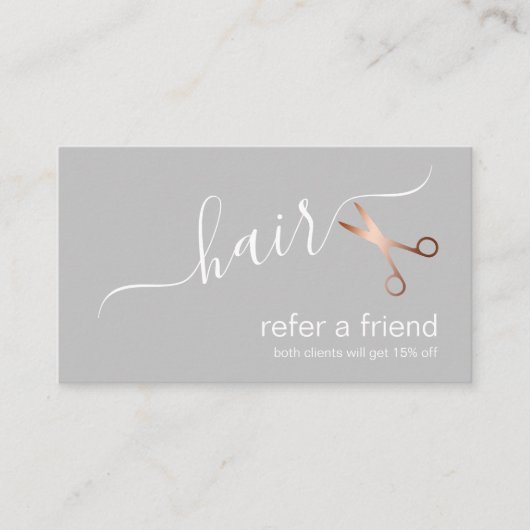 Elegante, moderne Goldschere der Rose Empfehlungskarte (Vorderseite)