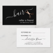 Elegante, moderne Goldschere der Rose Empfehlungskarte (Vorne/Hinten)