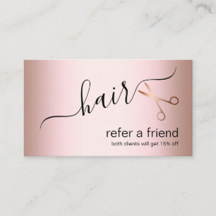 Elegante, moderne Goldschere der Rose Empfehlungskarte