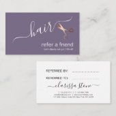 Elegante, moderne Goldschere der Rose Empfehlungskarte (Vorne/Hinten)