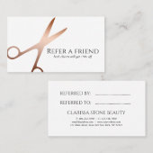 Elegante, moderne Goldschere der Rose Empfehlungskarte (Vorne/Hinten)