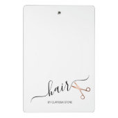 Elegante, moderne Goldschere der Rose Mini Klemmbrett (Rückseite)