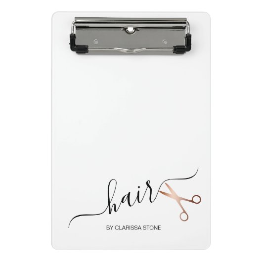 Elegante, moderne Goldschere der Rose Mini Klemmbrett (Vorderseite)