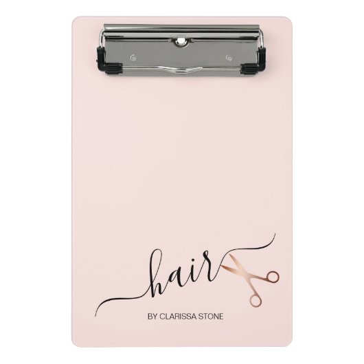 Elegante, moderne Goldschere der Rose Mini Klemmbrett (Vorderseite)