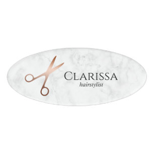 Elegante, moderne Goldschere der Rose Namenschild
