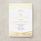 Elegante moderne Goldskripttaufe Folieneinladung