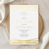 Elegante moderne Goldskripttaufe Folieneinladung