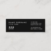 Elegante moderne GoldStripe schwarze Mini Visitenkarte (Rückseite)