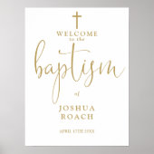 Elegante moderne Goldtaufe Begrüßung Poster (Vorne)