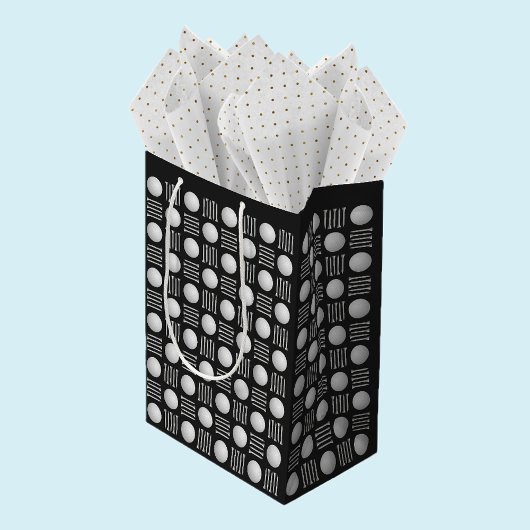 Elegante Moderne Golf Ball & T-Shirt Black Noir Mittlere Geschenktüte