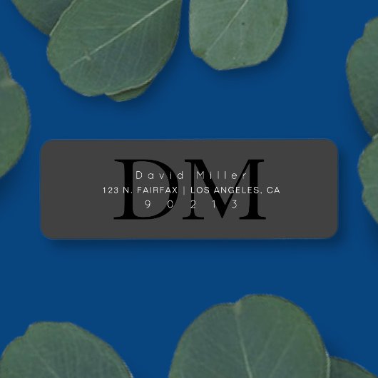 Elegante Moderne Gray Black Monogram Rücksendeadre