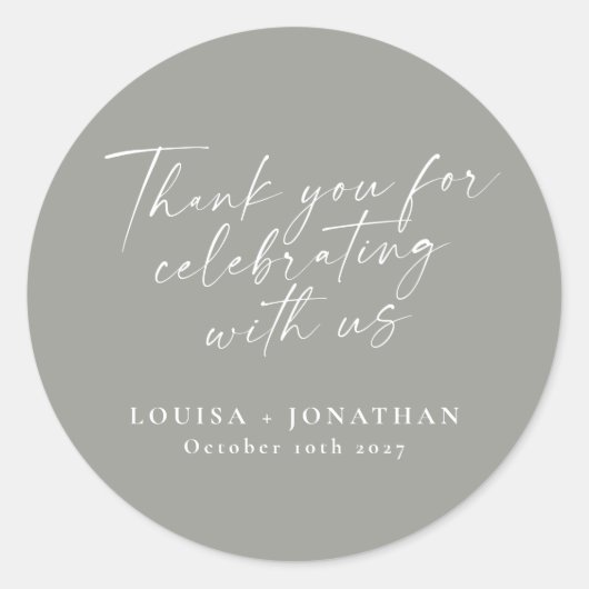 Elegante moderne Gray Trendy Script Custom Vielen Runder Aufkleber (Vorderseite)