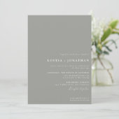 Elegante Moderne Gray Trendy Script Minimal Weddin Einladung (Stehend Vorderseite)