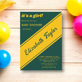 Elegante moderne Green und Gold Luxury Baby Dusche Einladung