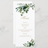 Elegante, moderne grüne Aquarell Menükarte (Vorne/Hinten)