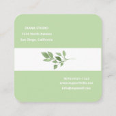 Elegante moderne grüne Blätter Runded Edges Quadratische Visitenkarte (Rückseite)