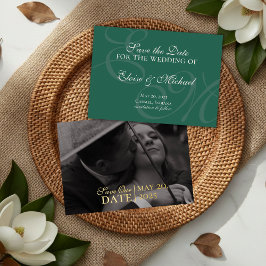 Elegante moderne grüne Foil Wedding rettet das Dat Folieneinladung