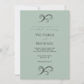 Elegante, moderne Grüne Hochzeit Einladung (Vorderseite)