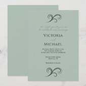 Elegante, moderne Grüne Hochzeit Einladung (Vorne/Hinten)