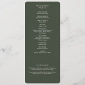 Elegante moderne grüne Hochzeit Programm (Rückseite)