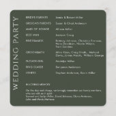 Elegante moderne grüne Hochzeit Programm (Rückseite)