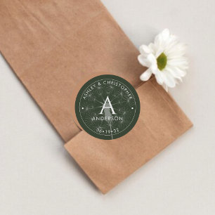 Elegante moderne grüne Hochzeit Runder Aufkleber