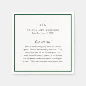 Elegante moderne grüne Monogramm-Hochzeit Serviette (Vorderseite)