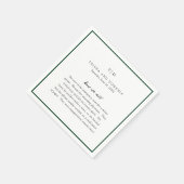 Elegante moderne grüne Monogramm-Hochzeit Serviette (Ecke)