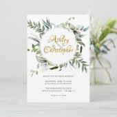 Elegante Moderne Grüne Skripte Hochzeit Einladung (Stehend Vorderseite)