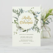 Elegante Moderne Grüne Skripte Hochzeit Einladung (Stehend Vorderseite)