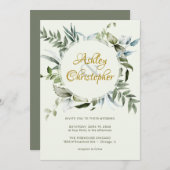 Elegante Moderne Grüne Skripte Hochzeit Einladung (Vorne/Hinten)