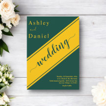 Elegante moderne grüne und goldene Hochzeit