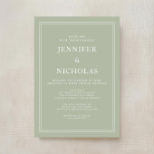 Elegante, moderne, grüne virtuelle Hochzeit Einladung