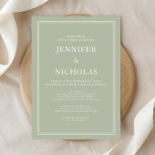 Elegante, moderne, grüne virtuelle Hochzeit Einladung