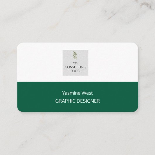 Elegante moderne grüne Visitenkarte (Vorderseite)