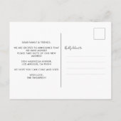 Elegante, moderne Grünflächen Wir haben uns bewegt Ankündigungspostkarte (Rückseite)