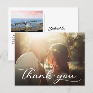 Elegante moderne handgeschriebene Hochzeit Danke Postkarte