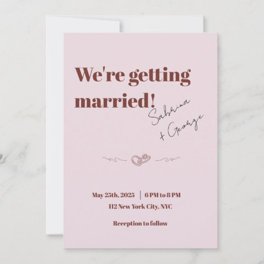 Elegante Moderne handgeschriebene Hochzeit Einladung (Vorderseite)