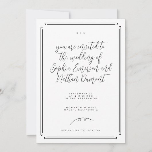 Elegante moderne, handgeschriebene Hochzeit Einladung (Vorderseite)