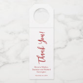 Elegante moderne, handgeschriebene Script Red Corp Flaschenanhänger (Vorderseite)