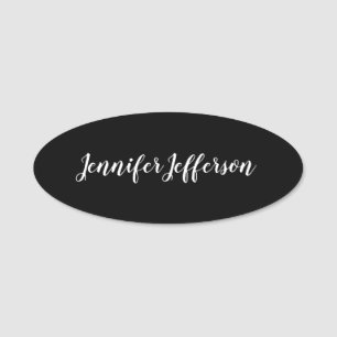 Elegante moderne Handschrift Beruflich Black Namensschild