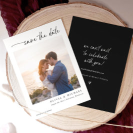 Elegante moderne Handschrift Hochzeit Schwarz und Save The Date