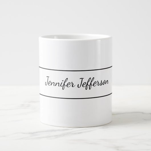 Elegante moderne Handschrift Schlicht Beruflich Jumbo-Tasse (Vorderseite)