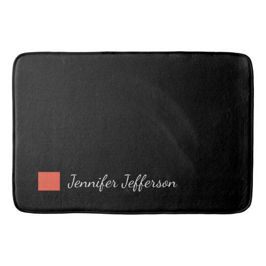 Elegante moderne Handschrift Schlicht Black Badematte (Vorderseite)