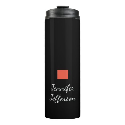 Elegante moderne Handschrift Schlicht Black Thermosbecher (Vorderseite)