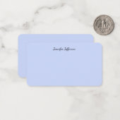Elegante moderne Handschrift Schlicht Light Blue Mitteilungskarte (Vorderseite/Rückseite Beispiel)